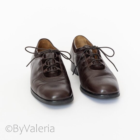 Vintage Roberto Capucci Italian Leather Women's shoes 7, Oxford Academia Office - Picture 5 of 11